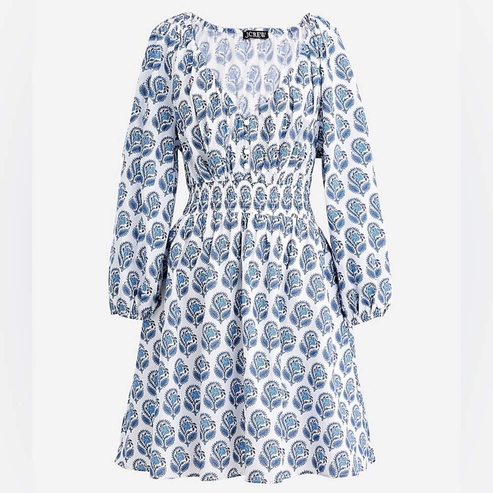 J. Crew V-Neck Mini Dress in Bouquet Block Print Size L